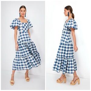 HUNTER BELL Blue Check Cassidy Dress Size 6